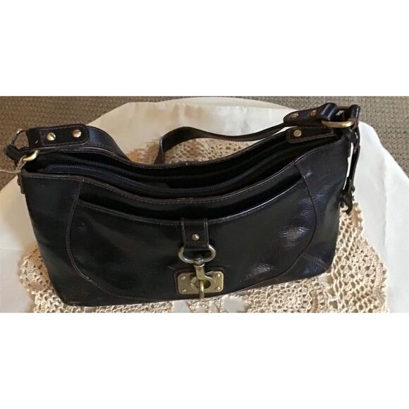 Aigner Women's Brown Leather Shoulder Bag Gold Hardware - Picture 1 of 16